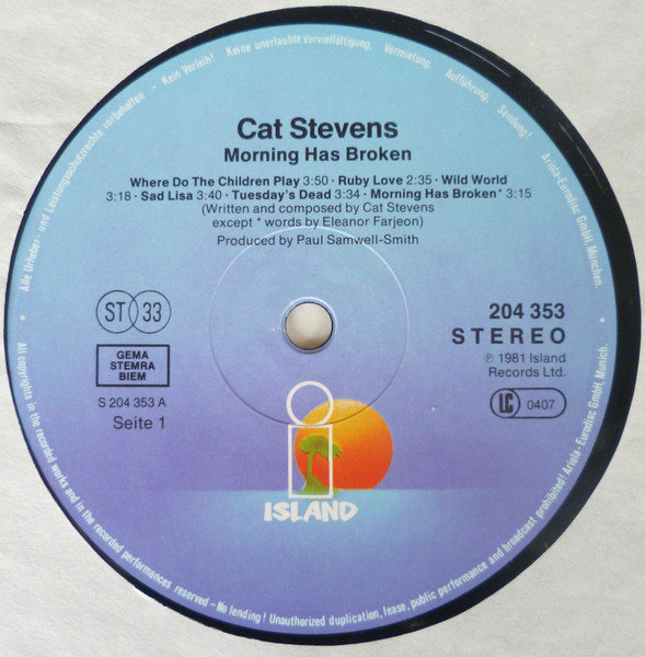 Cat Stevens - Morning Has Broken | Island Records (204 353) - 3