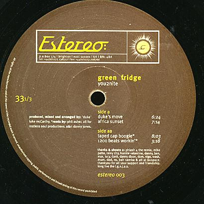 Green Fridge - You2nite | Estereo (Estereo 003)