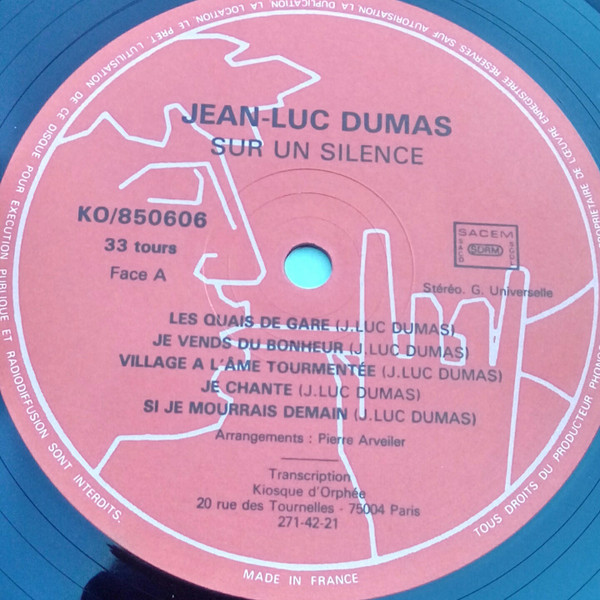 Jean Luc Dumas - Sur un silence | Le Kiosque d'Orphée (KO/850606) - 3