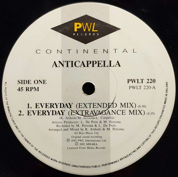 Anticappella - Everyday | PWL International (PWLT 220) - 3