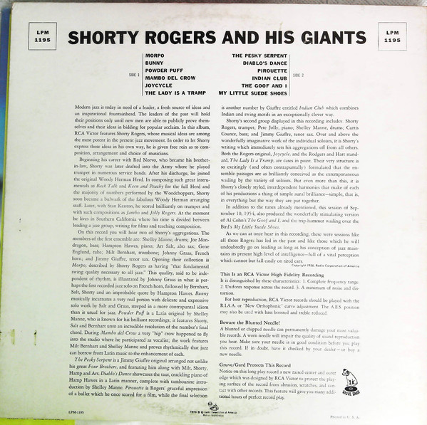 Shorty Rogers And His Giants - Shorty Rogers And His Giants | RCA Victor (LPM-1195) - 2