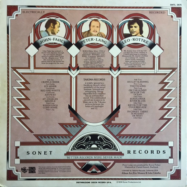 Leo Kottke / Peter Lang / John Fahey - Leo Kottke / Peter Lang / John Fahey | Sonet (SNTL 2675) - 2