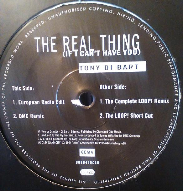 Tony Di Bart - The Real Thing (If I Can't Have You) | Club Tools (006044-0 CLU)
