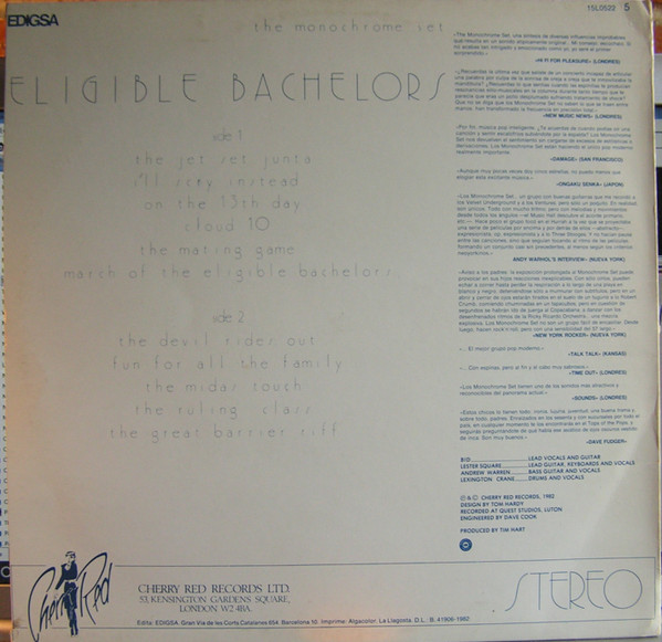 The Monochrome Set - Eligible Bachelors | Edigsa (15L0522) - 2 The Monochrome Set - Eligible Bachelors | Edigsa (15L0522) - 2