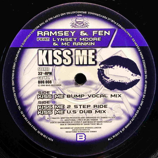 Ramsey & Fen Feat. Lynsey Moore & MC Rankin - Kiss Me | Bug Records (BUG 008) - main Ramsey & Fen Feat. Lynsey Moore & MC Rankin - Kiss Me | Bug Records (BUG 008) - main