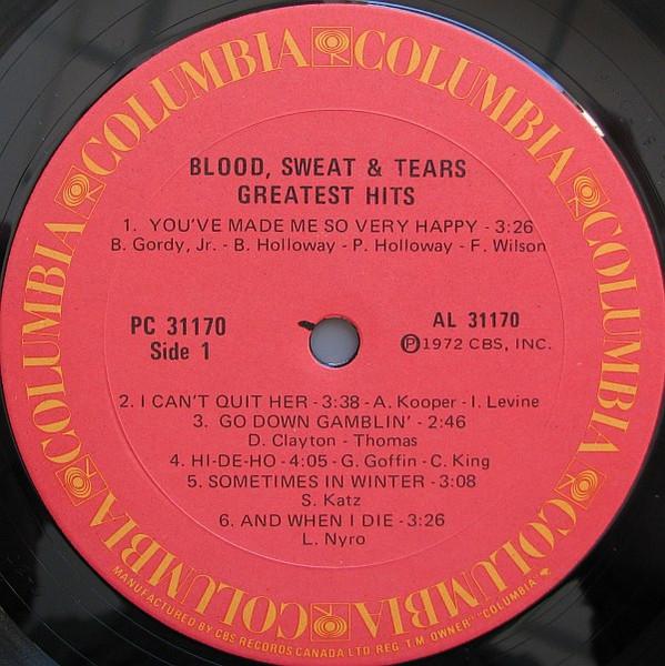 Blood, Sweat And Tears - Blood, Sweat And Tears Greatest Hits [Vinyl] | Columbia (PC 31170) - 3