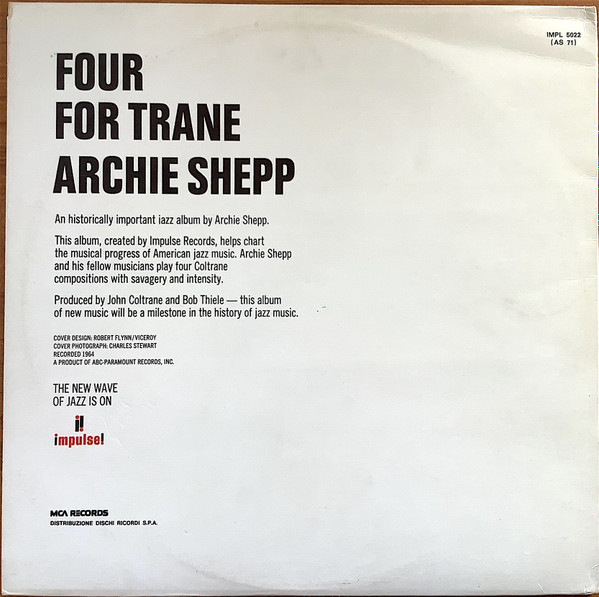 Archie Shepp - Four For Trane | ABC Impulse! (IMPL 5022) - 2