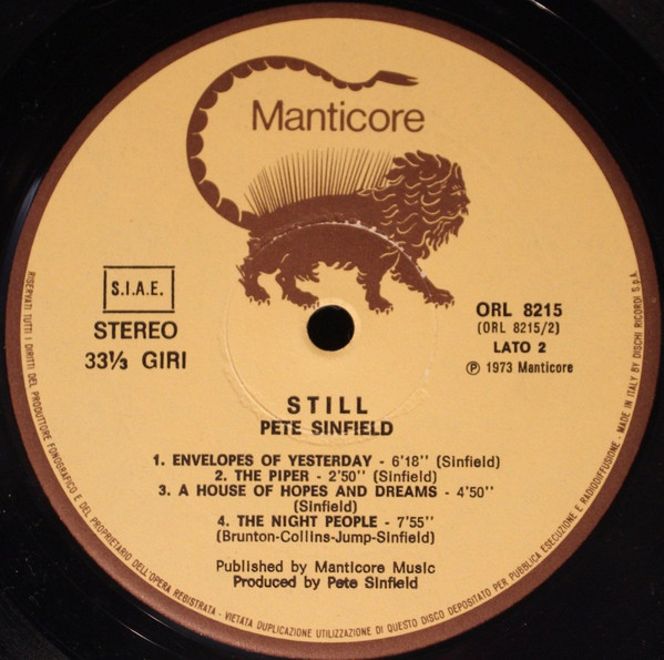 Peter Sinfield - Still | Manticore (ORL 8215) - 4