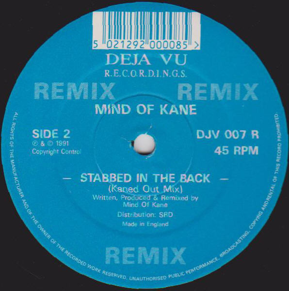 Mind Of Kane - Stabbed In The Back (Remix) | Déja Vu Recordings (DJV 007 R) - 3