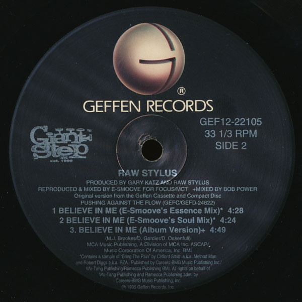 Raw Stylus - Believe In Me | Geffen Records (GEF12-22105) - 3