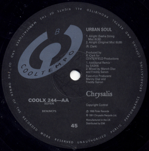 Urban Soul - Alright (The Sasha Mixes) | Cooltempo (COOLX 244) - 4 Urban Soul - Alright (The Sasha Mixes) | Cooltempo (COOLX 244) - 4
