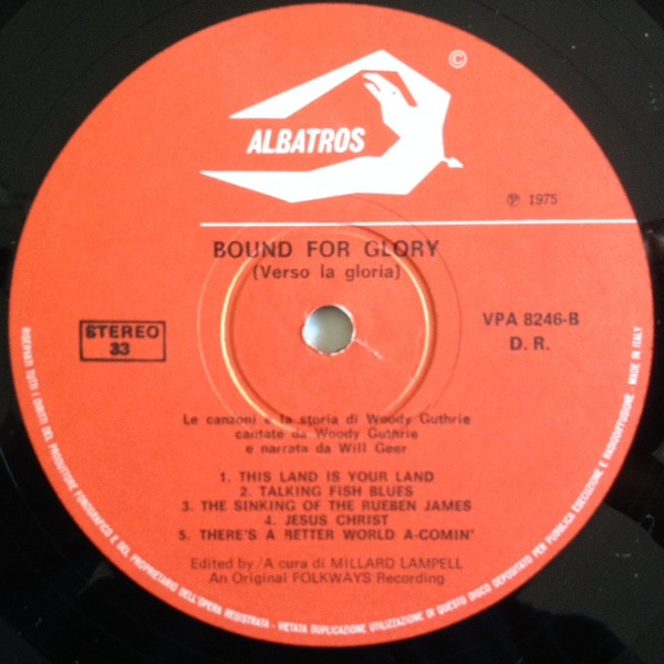 Woody Guthrie - Bound For Glory, Verso La Gloria | Albatros (VPA 8246) - 4 Woody Guthrie - Bound For Glory, Verso La Gloria | Albatros (VPA 8246) - 4
