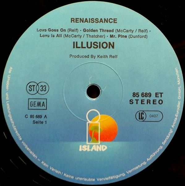 Renaissance - Illusion | Island Records (85 689 ET) - 3 Renaissance - Illusion | Island Records (85 689 ET) - 3