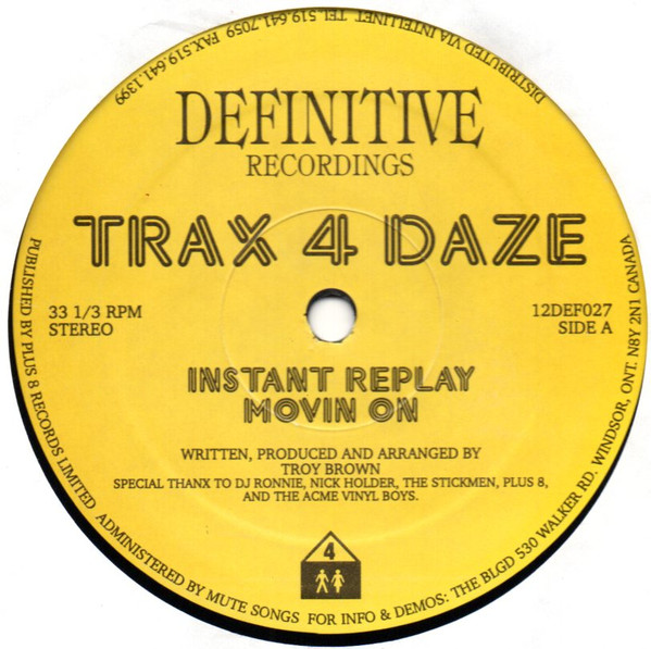 Troy Brown - Trax 4 Daze Vol. 1 | Definitive Recordings (12DEF027)