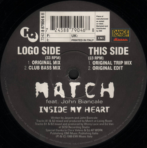 Match Feat. John Biancale - Inside My Heart | Dance Factory (7243 8 87904 6 8)