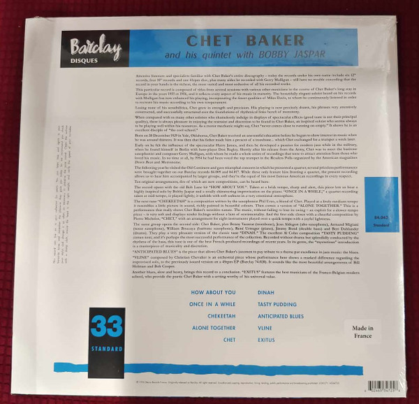 The Chet Baker Quintet With Bobby Jaspar - Chet Baker And His Quintet With Bobby Jaspar | Barclay (6534725) - 2 The Chet Baker Quintet With Bobby Jaspar - Chet Baker And His Quintet With Bobby Jaspar | Barclay (6534725) - 2