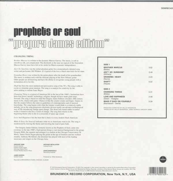 Gregory James Edition - Prophets Of Soul | Demon Records (DEMREC401) - 2