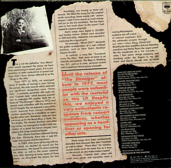 Billy Joel - Songs In The Attic | CBS (CBS 32364) - 2