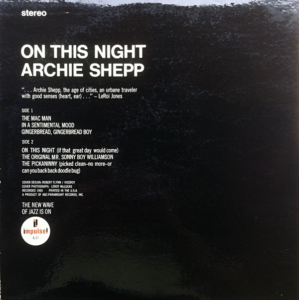 Archie Shepp - On This Night | Impulse! (A-97) - main