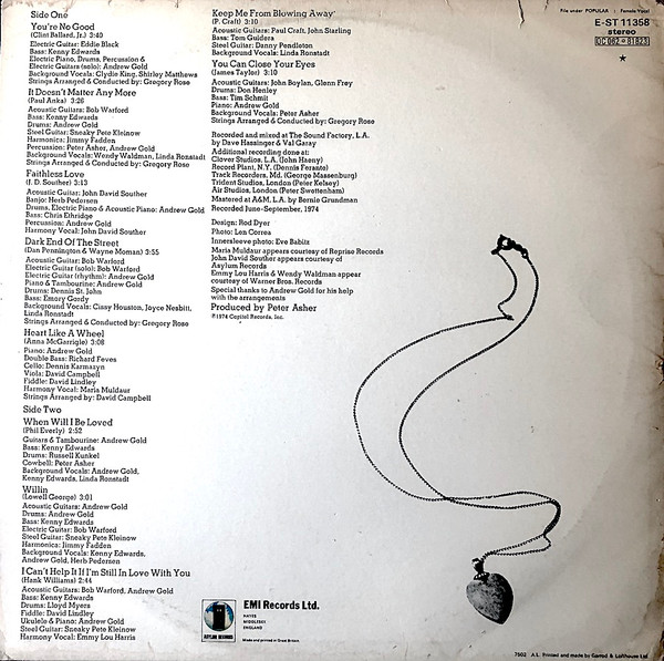 Linda Ronstadt - Heart Like A Wheel | Asylum Records (E-ST 11358)