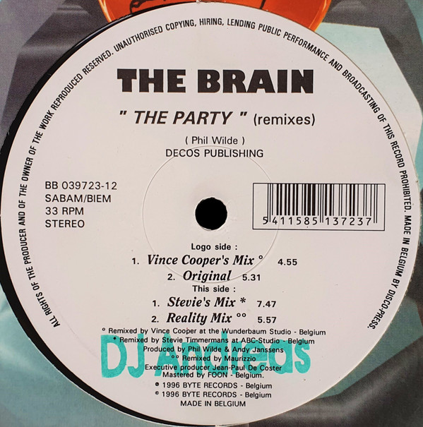 The Brain - The Party (Remixes) | Byte Blue (BB 039723-12) - 2