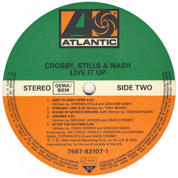 Crosby, Stills & Nash - Live It Up | Atlantic (7567-82107-1) - 5
