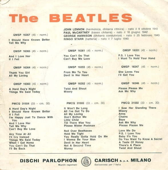 The Beatles - Twist And Shout / Misery | Parlophon (QMSP 16352) - 2