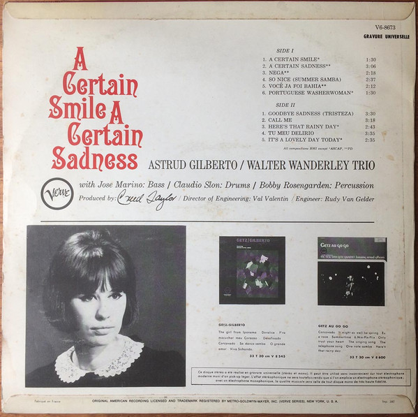 Astrud Gilberto , Walter Wanderley - A Certain Smile A Certain Sadness | Verve Records (V6-8673) - 2 Astrud Gilberto , Walter Wanderley - A Certain Smile A Certain Sadness | Verve Records (V6-8673) - 2
