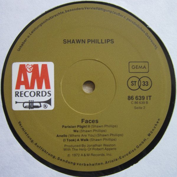 Shawn Phillips - Faces | A&M Records (86 639IT) - 4