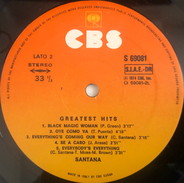 Santana - Santana's Greatest Hits | CBS (CBS 69081) - 4