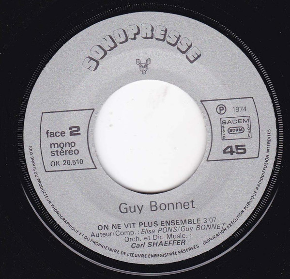Guy Bonnet - Tournez Manèges / On Ne Vit Plus Ensemble | Sonopresse (OK 20.510) - 3