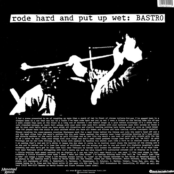 Bastro - Rode Hard And Put Up Wet | Homestead Records (HMS111-1) - 2