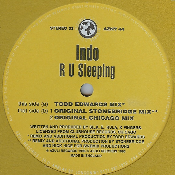Indo - R U Sleeping | Azuli Records (AZNY 44) - 2