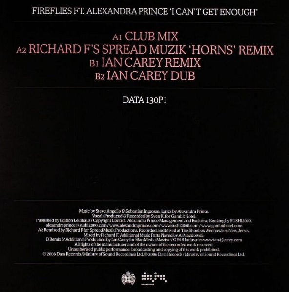 Fireflies Ft. Alexandra Prince - I Can't Get Enough | Data Records (DATA 130P1) - 2