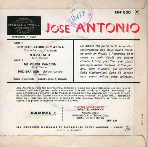 José Antonio Méndez - Este Es José Antonio | La Voix De Son Maître (EGF 830) - 2 José Antonio Méndez - Este Es José Antonio | La Voix De Son Maître (EGF 830) - 2