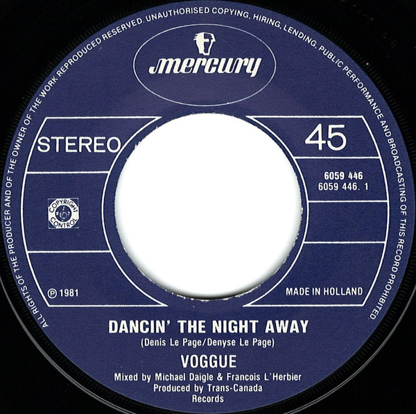 Voggue - Dancin' The Night Away | Mercury (6059 446) - 3