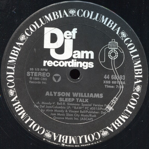 Alyson Williams - Sleep Talk | Def Jam Recordings (44 68193) - 3