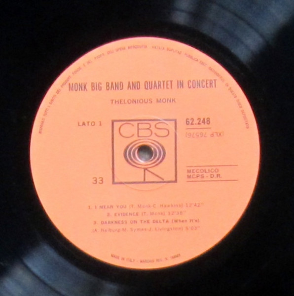 Thelonious Monk - Big Band And Quartet In Concert | CBS (62.248) - 3