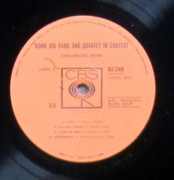 Thelonious Monk - Big Band And Quartet In Concert | CBS (62.248) - 4