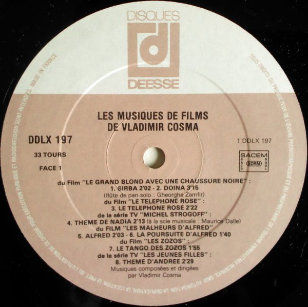 Vladimir Cosma - Les Musiques De Films De Vladimir Cosma - Vol. 1 | Disques Déesse (DDLX 197) - 3