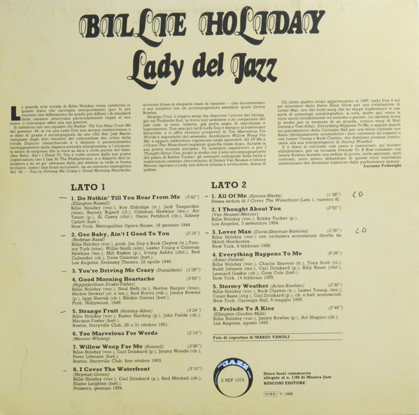 Billie Holiday - Lady Del Jazz | Musica Jazz (2 MJP 1074) - 2