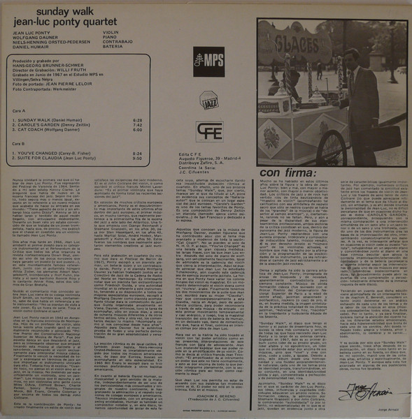 Jean-Luc Ponty Quartet - Sunday Walk | MPS Records (JS - 003) - 2