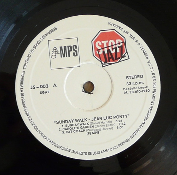 Jean-Luc Ponty Quartet - Sunday Walk | MPS Records (JS - 003) - 3