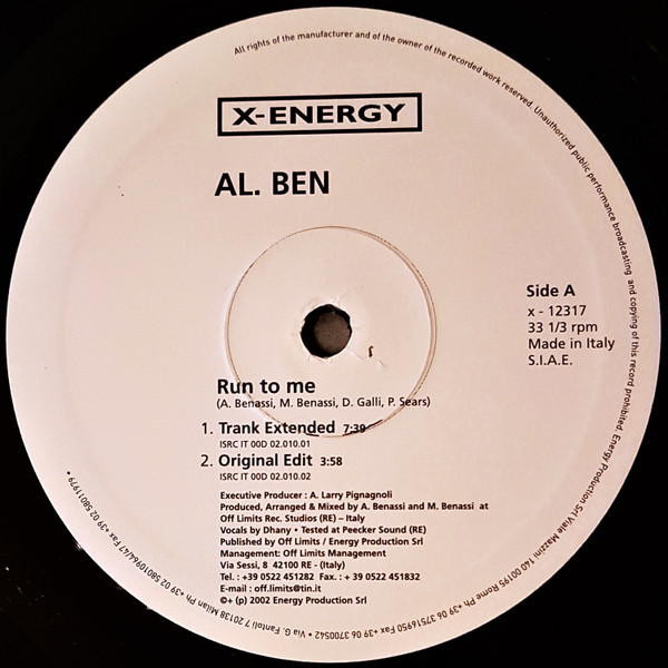 AL.BEN - Run To Me | X-Energy Records (X-12317)