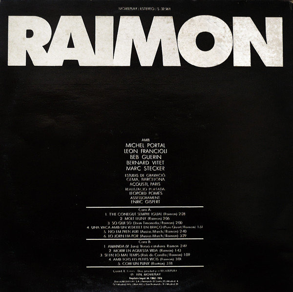 Raimon Amb Michel Portal , Léon Francioli , Beb Guerin , Bernard Vitet Y Marc Steckar - Raimon [A Víctor Jara] | Movieplay (S-32568) - 2