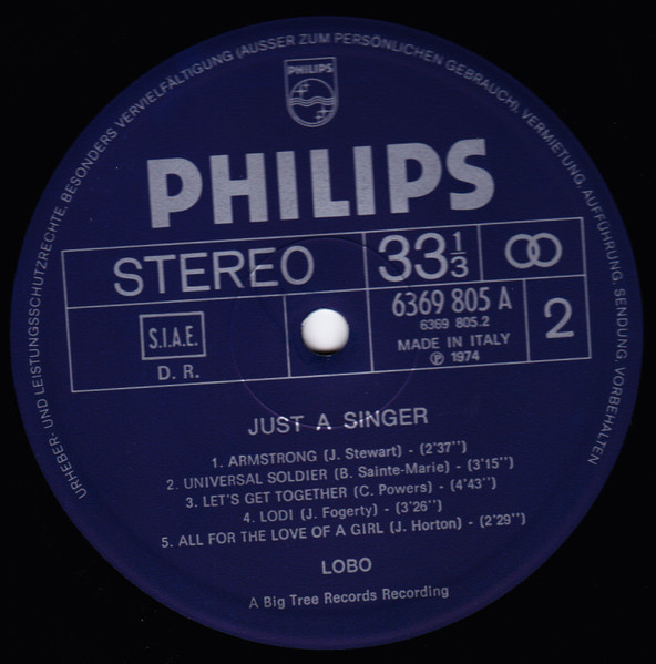 Lobo - Just A Singer | Philips (6369 805 A) - 4