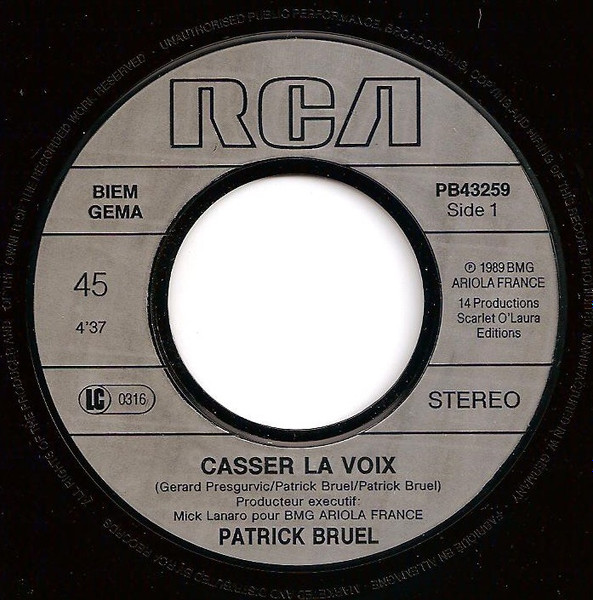 Patrick Bruel - Casser La Voix | RCA (PB43259) - 3
