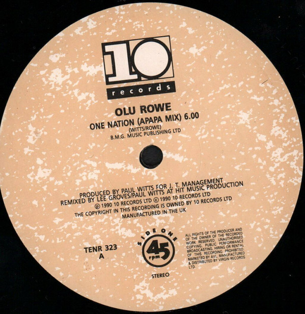 Olu Rowe - One Nation (Apapa Mix) | 10 Records (TENR 323)