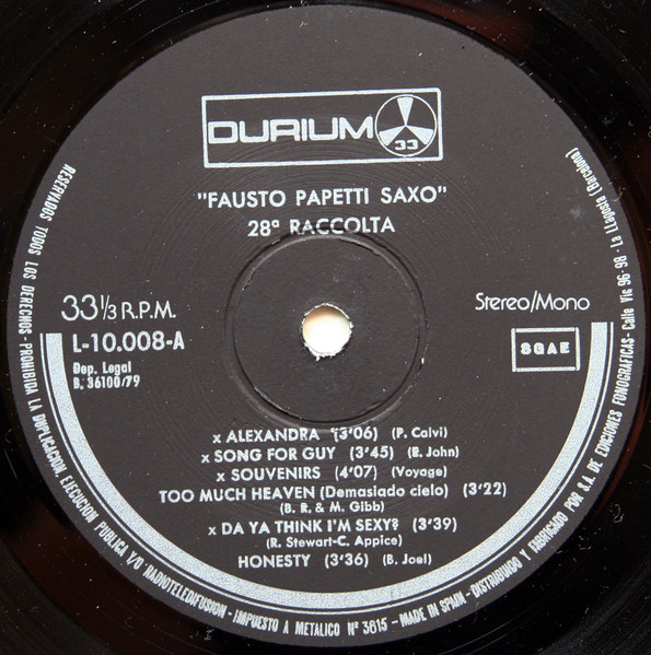 Fausto Papetti - 28ª Raccolta | Durium (L-10.008) - 4 Fausto Papetti - 28ª Raccolta | Durium (L-10.008) - 4