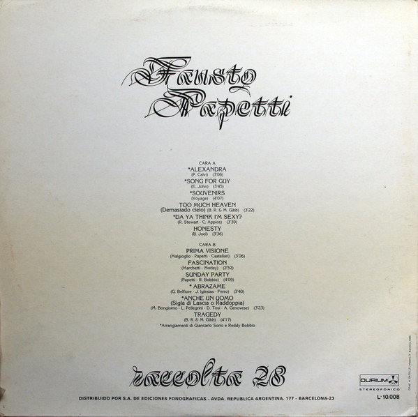 Fausto Papetti - 28ª Raccolta | Durium (L-10.008) - 2 Fausto Papetti - 28ª Raccolta | Durium (L-10.008) - 2